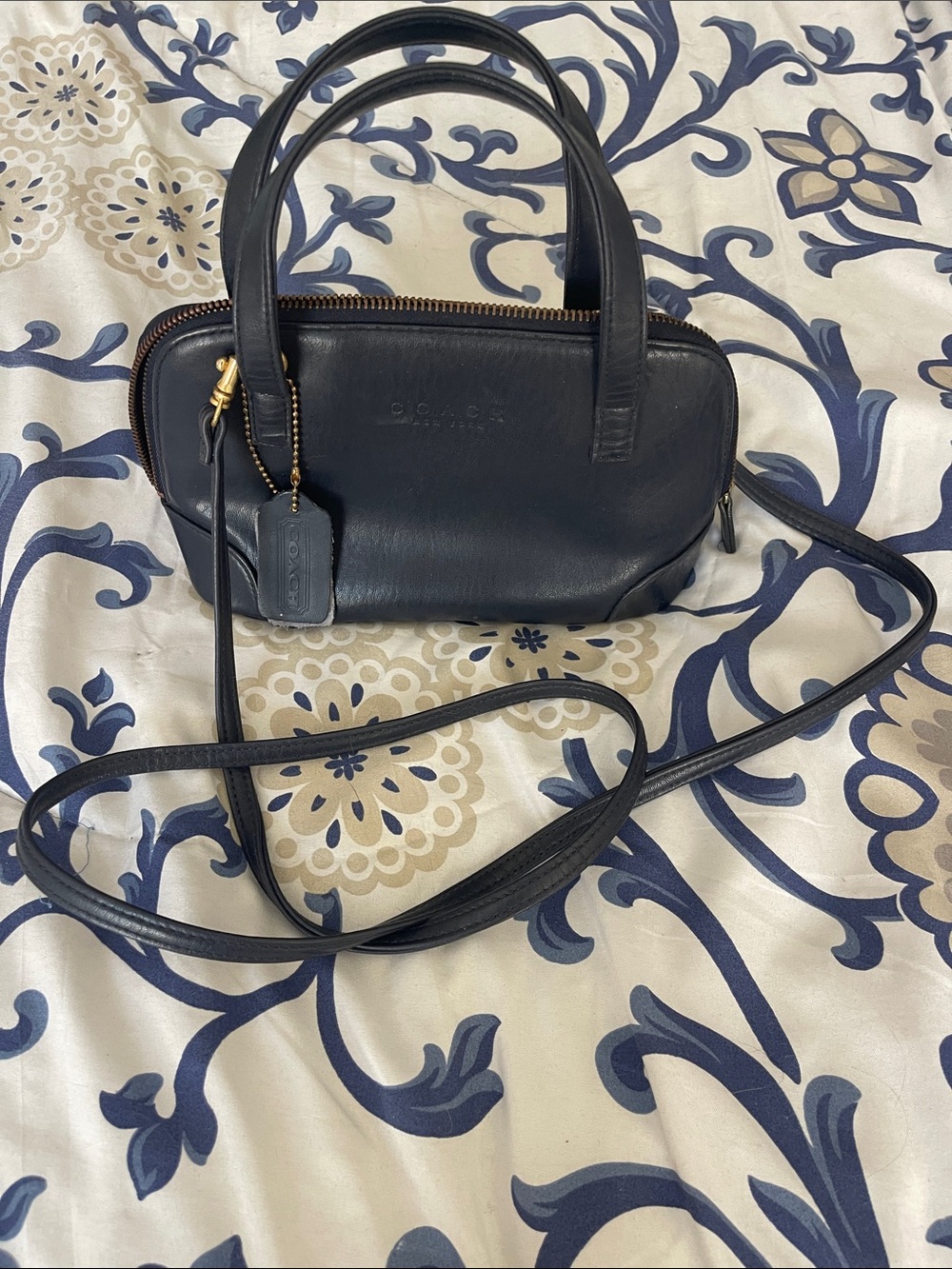 Coach Navy Leather Mini Satchel Crossbody
